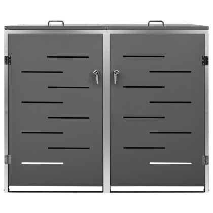 Двоен навес за кофа за смет 138x77,5x112,5 см инокс