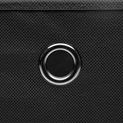 Кутии за съхранение с капаци 4 бр черни 32x32x32 см плат