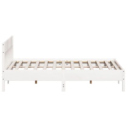 Рамка за легло без матрак, бял, 200x200 см, бор масив