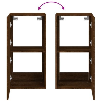 Стенен ТВ шкаф с LED осветление, кафяв дъб, 40,5x35x80 см