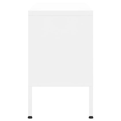 ТВ шкаф, бял, 105x35x50 см, стомана