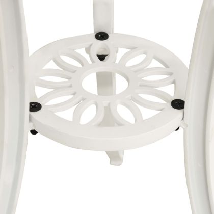 Градинска маса, бяла, 62x62x65 см, лят алуминий