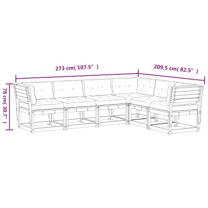 Градински комплект с възглавници, 6 части, восъчнокафяв