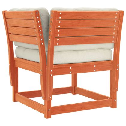 Градински комплект диван с възглавници, 3 части, восъчнокафяв