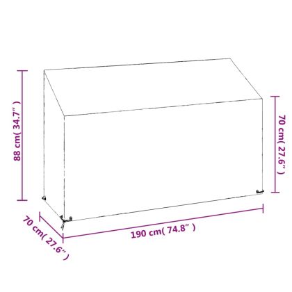 Калъф за градинска пейка 2 бр 8 капси 190x70x70/88см полиетилен