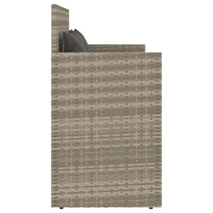 Градинска пейка с възглавници, светлосив, полиратан