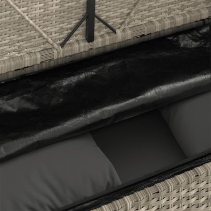 Градинска пейка с възглавници, светлосив, полиратан