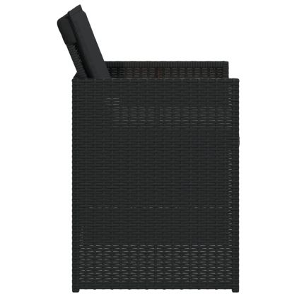 Градински трапезен комплект възглавници 5 части черен полиратан