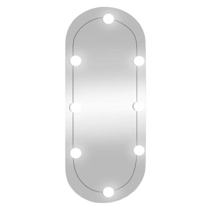Стенно огледало с LED лампи 35x80 см стъкло овално