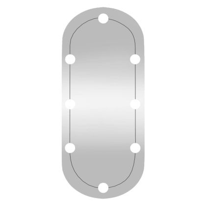 Стенно огледало с LED лампи 35x80 см стъкло овално