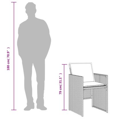 Бистро комплект с възглавници 3 части кафяв полиратан