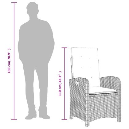 Градински трапезен комплект 3 части с възглавници сив полиратан