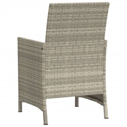 Бистро комплект с възглавници 3 части светлосив полиратан