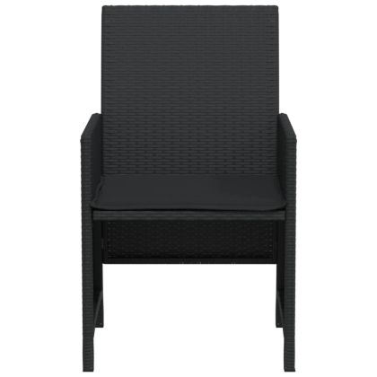 Бистро комплект с възглавници 3 части черен полиратан