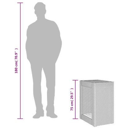 Градинска маса с дървен плот черна 60x40x75 см полиратан