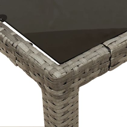 Градински трапезен комплект 7 части с възглавници сив полиратан