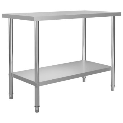 Кухненска работна маса с рафт 120x60x150 см неръждаема стомана