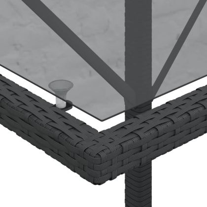 Бистро комплект с възглавници 3 части черен полиратан