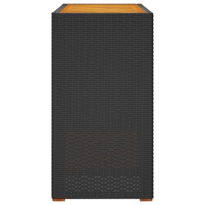 Градинска маса с дървен плот черна 100x40x75 см полиратан