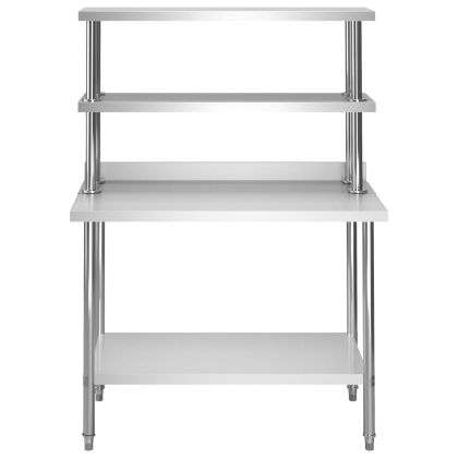 Кухненска работна маса с рафт 120x60x150 см неръждаема стомана
