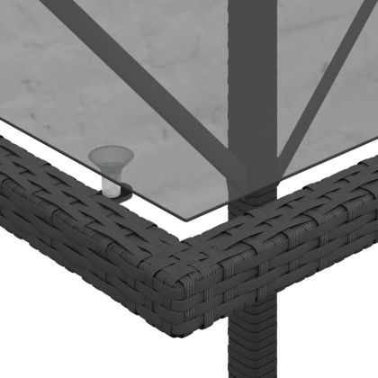 Бистро комплект с възглавници 3 части черен полиратан