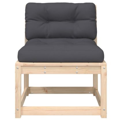 Градински диван с възглавници, борово дърво масив