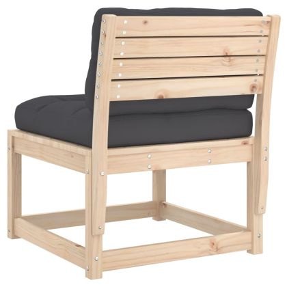 Градински диван с възглавници, борово дърво масив