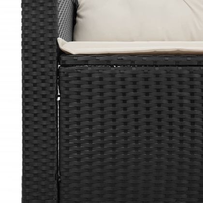 Градински комплект с възглавници, 5 части, черен полиратан