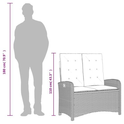 Градински трапезен комплект 2 части с възглавници сив полиратан
