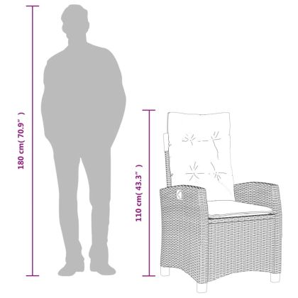 Градински комплект с възглавници, 3 части, бежов, полиратан