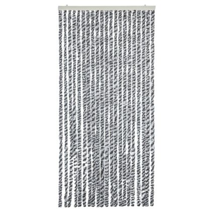 Ресни за врата против мухи, черно и бяло, 90x220 см, шенил