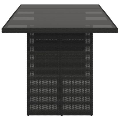 Градинска маса със стъклен плот черен 190x80x74 см полиратан