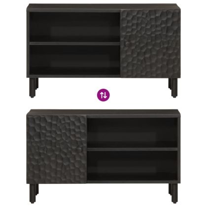 ТВ шкаф, черен, 80x31x46 см, масивно мангово дърво