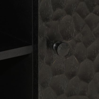 ТВ шкаф, черен, 80x31x46 см, масивно мангово дърво