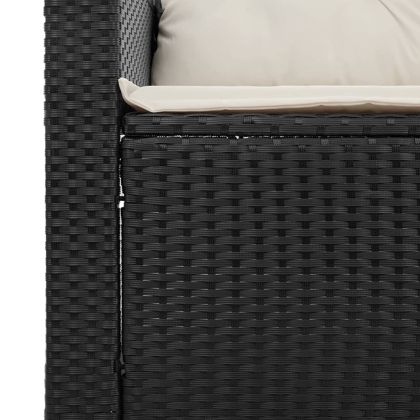 Градински комплект с възглавници, 3 части, черен полиратан