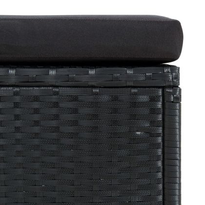 Градински комплект с възглавници, 6 части, полиратан, черен