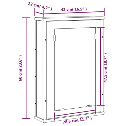 Огледален шкаф за баня сив сонома 42x12x60 см инженерно дърво