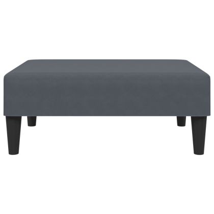 2-местно разтегателно канапе с табуретка, тъмносиво, кадифе