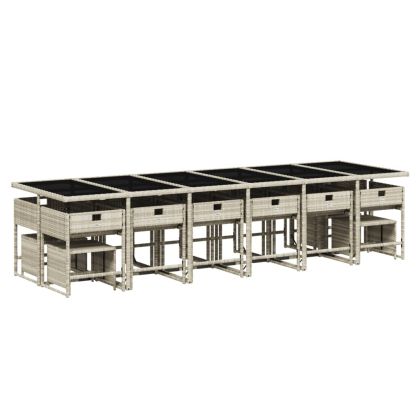 Градински комплект с възглавници 17 части полиратан светлосив