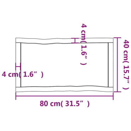 Плот за маса светлокафяв 80x40x(2-6) см обработен масивен дъб