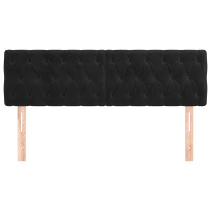 Горни табли за легло, 2 бр, черна, 80x7x78/88 см, кадифе