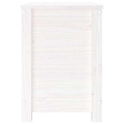 Кутия за съхранение, бяла, 60x32x45,5 см, борово дърво масив