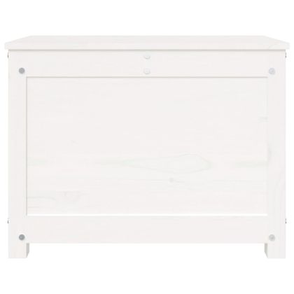 Кутия за съхранение, бяла, 60x32x45,5 см, борово дърво масив