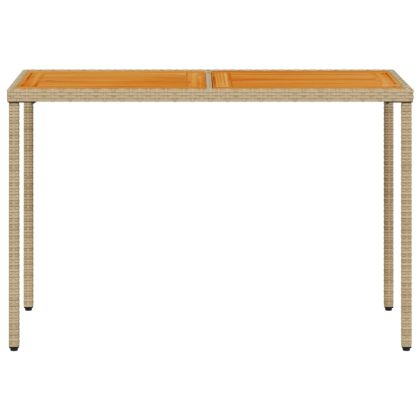 Градинска маса с плот от акация, бежово, 115x54x74см, полиратан