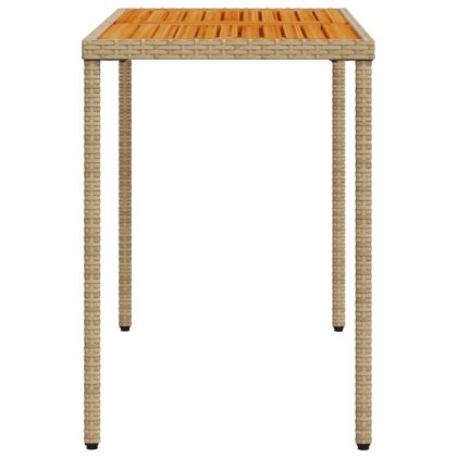 Градинска маса с плот от акация, бежово, 115x54x74см, полиратан