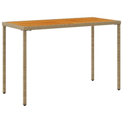 Градинска маса с плот от акация, бежово, 115x54x74см, полиратан