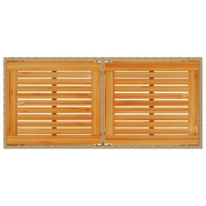 Градинска маса с плот от акация, бежово, 115x54x74см, полиратан