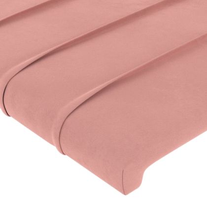 Табла за легло, розова, 144x5x118/128 см, кадифе