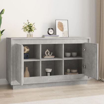 Сайдборд, бетонно сив, 102x35x60 см, инженерно дърво