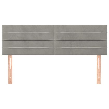Горни табли за легло, 2 бр, светлосиви, 72x5x78/88 см, кадифе